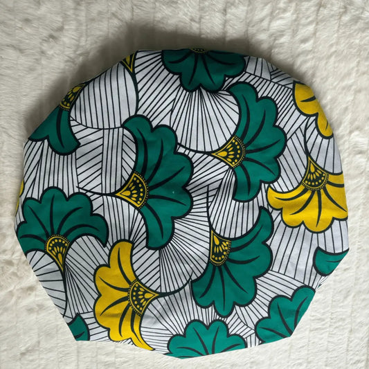 Bonnet de nuit en satin et wax - Kanel Naturel