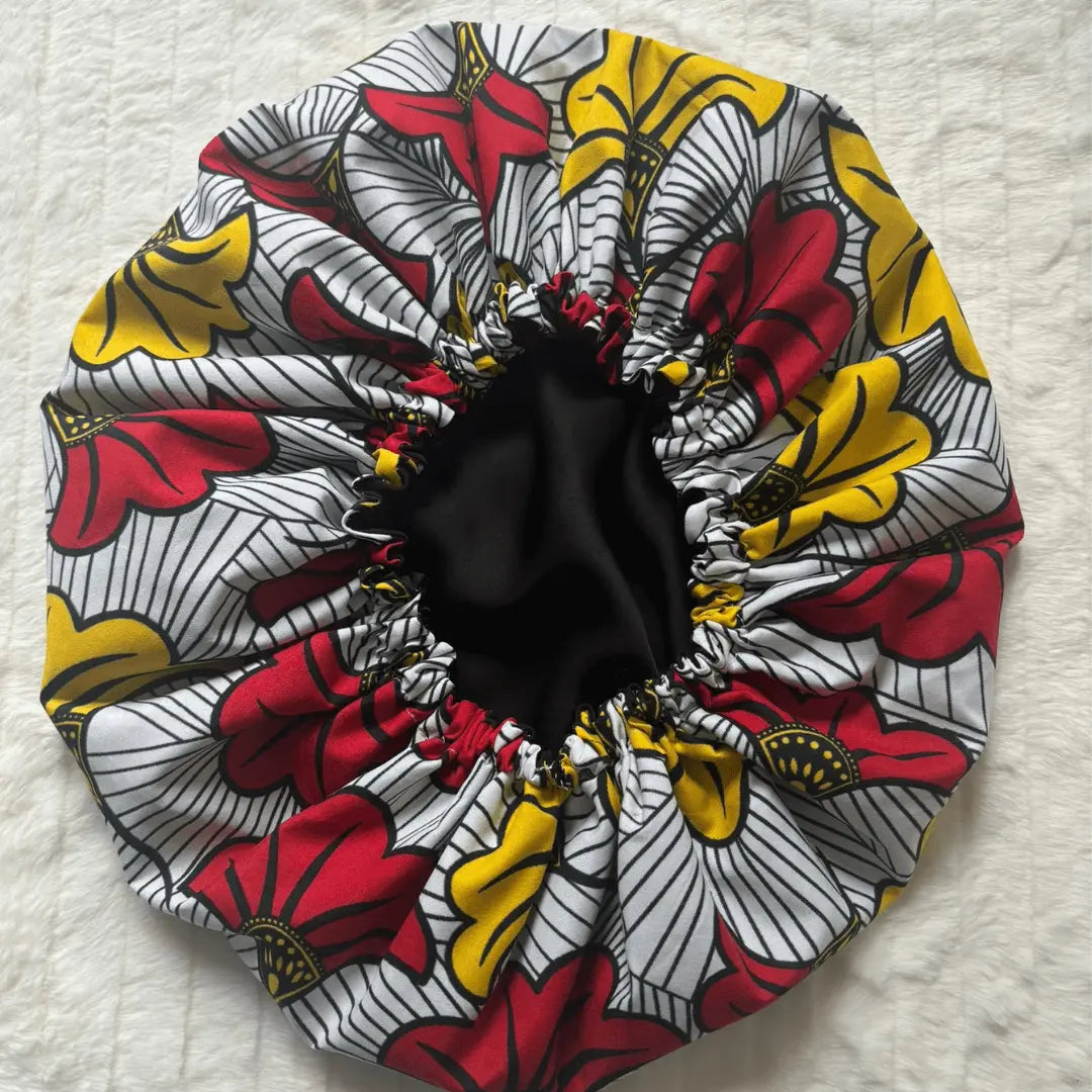 Bonnet de nuit en satin et wax - Kanel Naturel